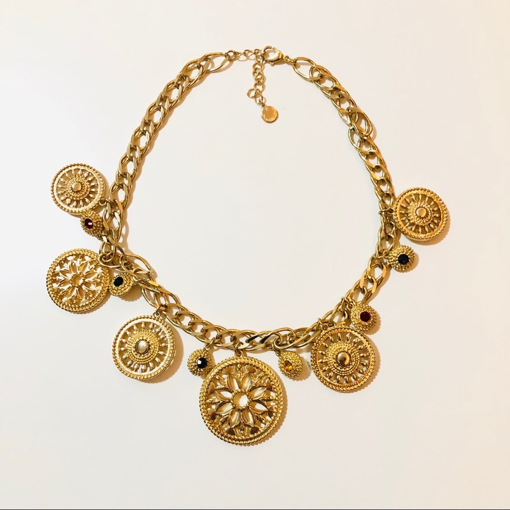 Gold Coin Statement Necklace